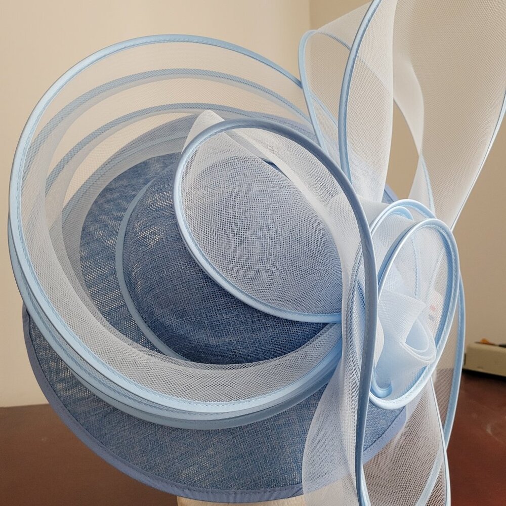 Paris Hand-Made Large Brim Ruffle Organza Hat | Elegant Royal Derby Wedding Hat - Picture 9 of 13